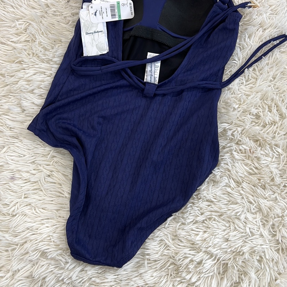 Tommy Bahama Cable Beach High Neck One Piece Swimsuit - Mare Navy* - Picture 7 of 9